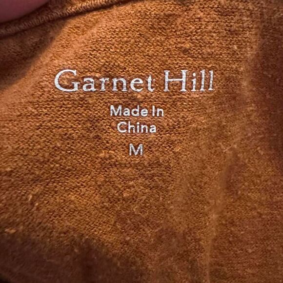 Garnet Hill orange long sleeve hemp/cotton boho shirt with embroidery Sz M - Picture 3 of 5
